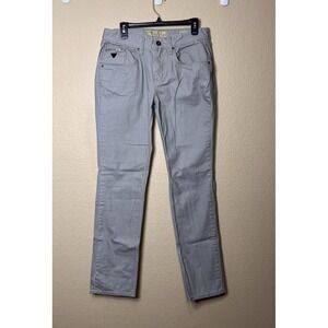 Guess Mens Jeans 32 X 32 Lincoln Slim Straight Gray Waxed Denim Stretch Pockets